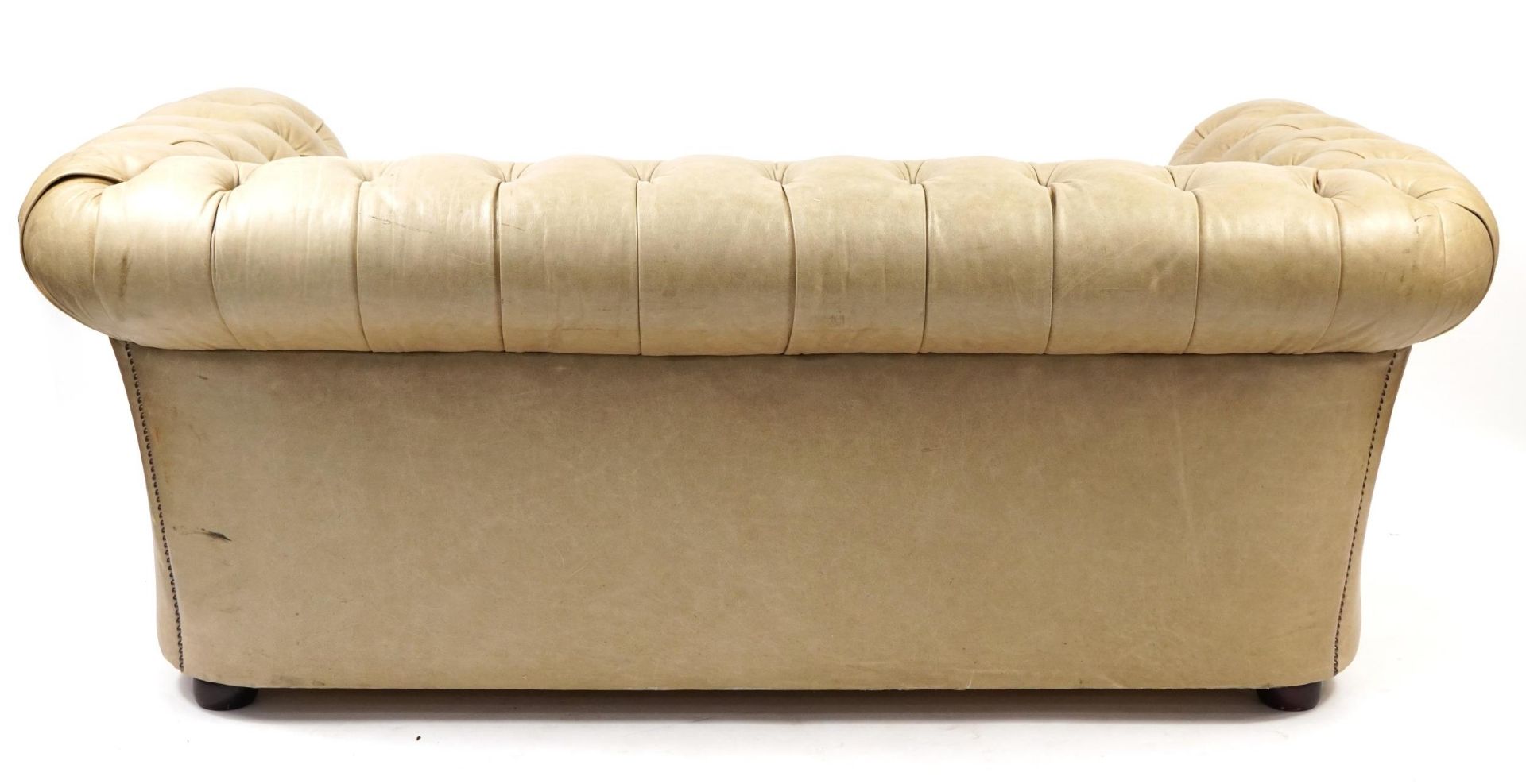 Three seater leather Chesterfield settee, 190cm wide - Image 2 of 2