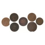 Early 18th century and later copper coinage including 1811 Isle of Man Bank halfpenny and 1889
