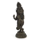 Indian patinated bronze deity, 14.5cm high