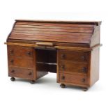 Mahogany apprentice's roll top bureau, 46cm H x 68cm W x 22cm D