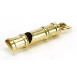 9ct gold whistle charm, 3.6cm in length, 2.3g