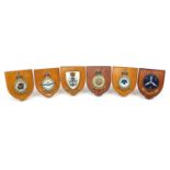 Six military interest RAF wall plaques including Eastward and Middle East Command, each 17.5cm high