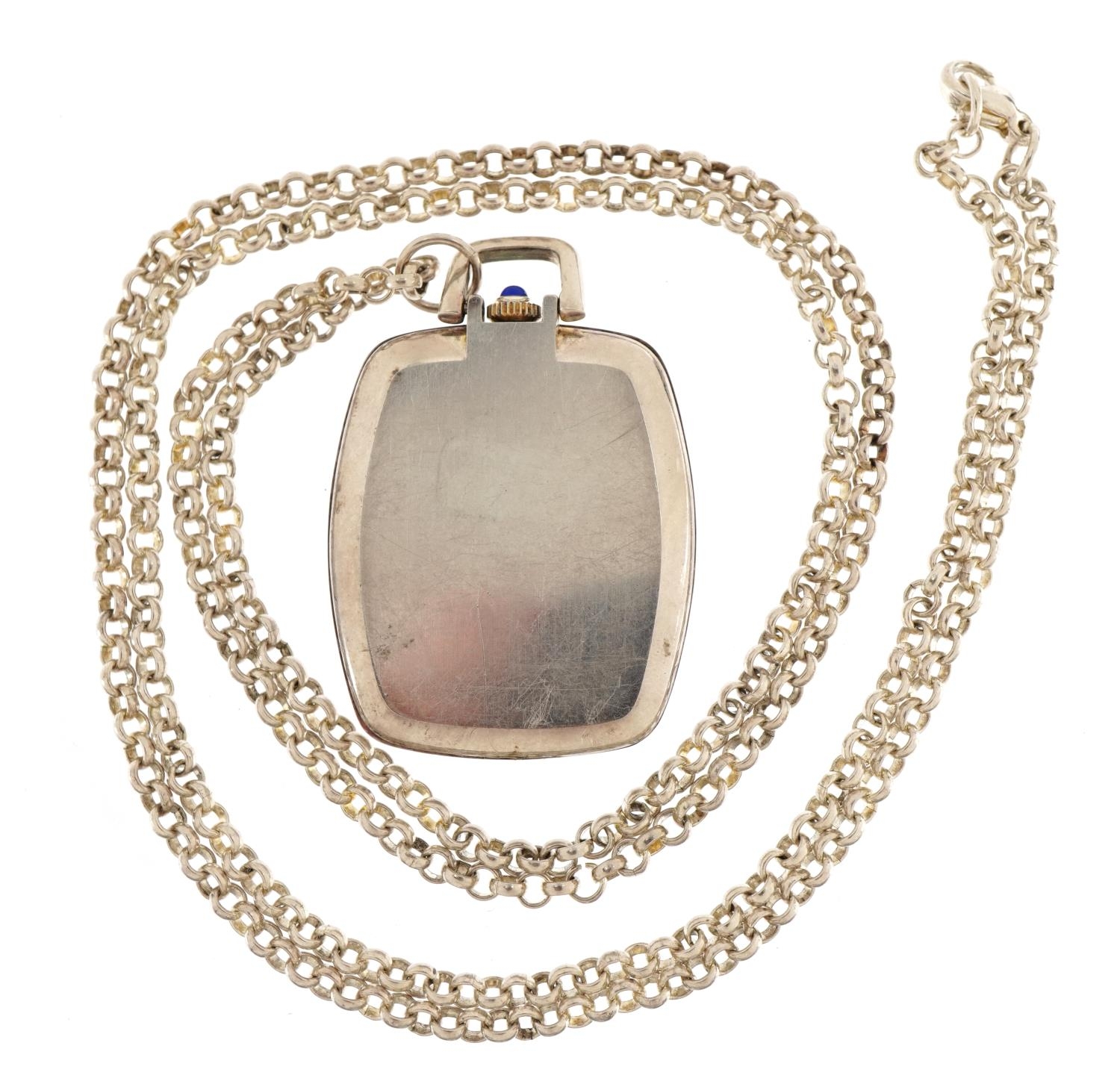 Gruen, gentlemen's open face pocket watch on a white metal necklace, 32mm wide, 49.2g - Bild 3 aus 3