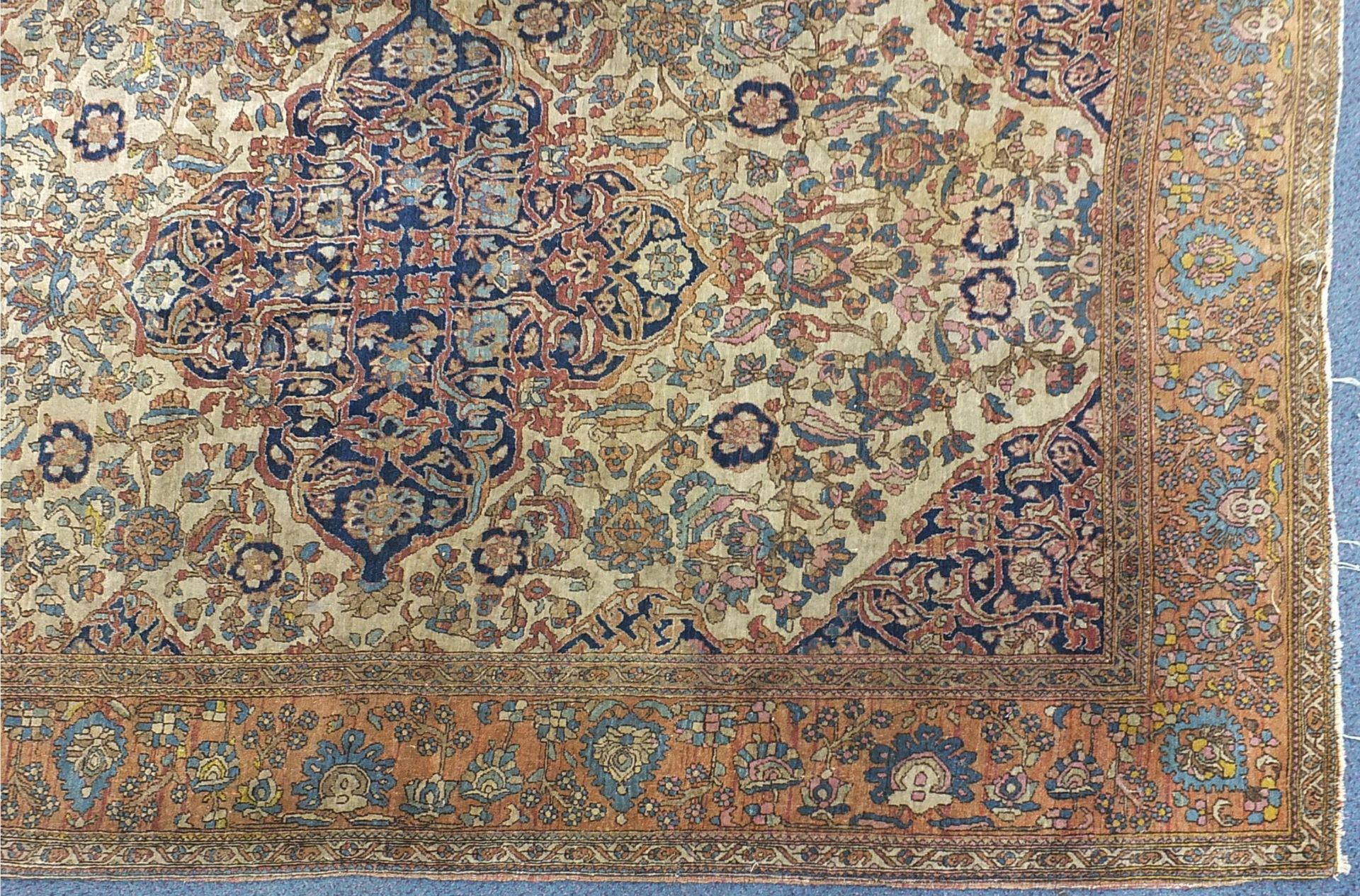 Rectangular beige and blue ground rug having an all over floral design, 205cm x 143cm - Image 5 of 6