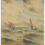 Garman Morris - Boats on water, pair of early 20th century heightened watercolours, mounted,