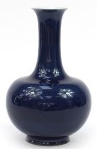 Large Chinese porcelain vase having a blue glaze, six figure character marks to the base, 37cm high