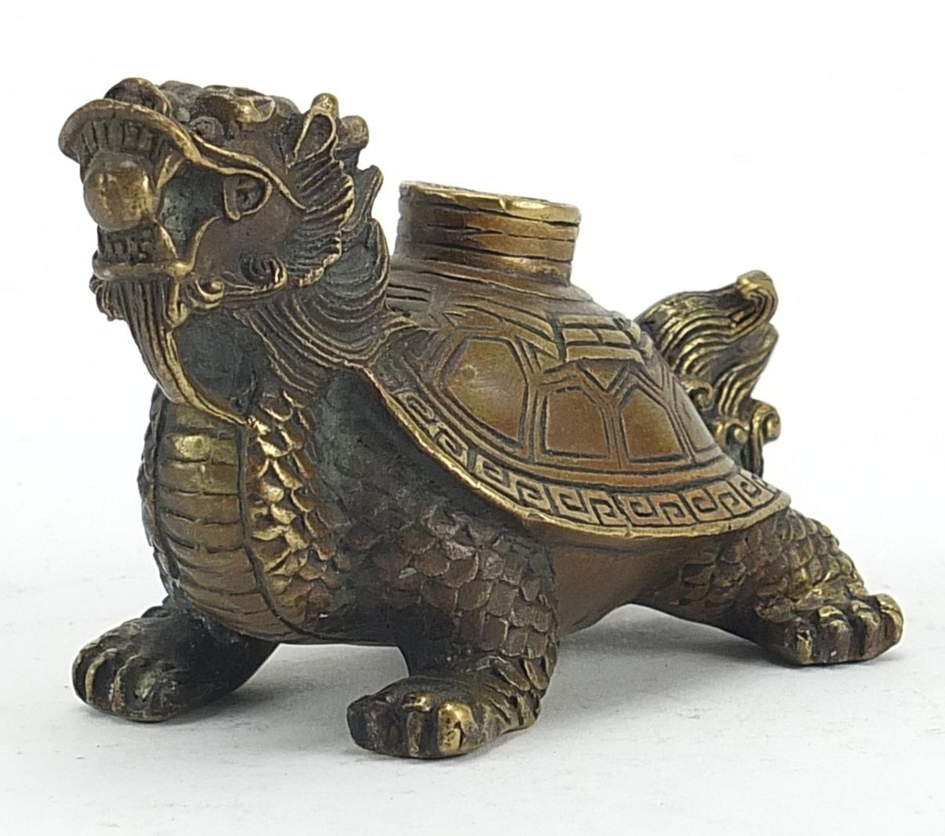 Chinese patinated bronze mythical animal, 11.5cm in length