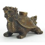 Chinese patinated bronze mythical animal, 11.5cm in length