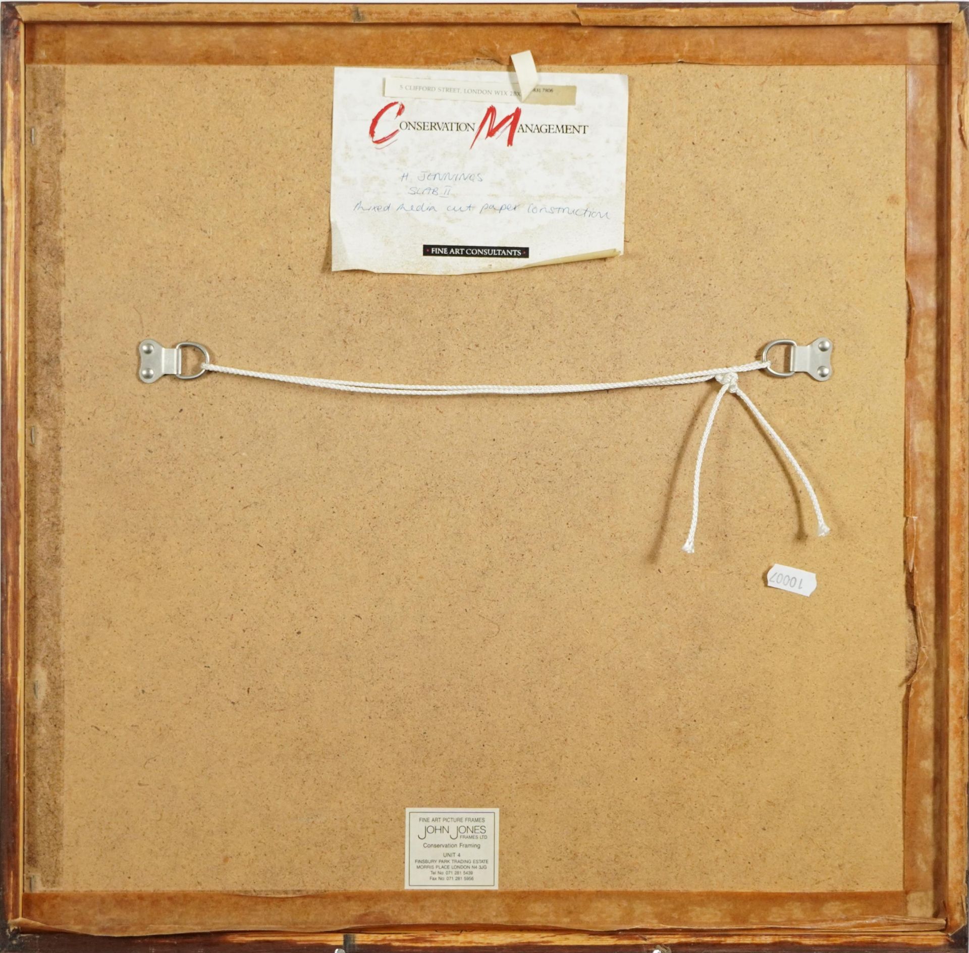 Helyne Jennings '89 - Slab II, mixed media and cut paper construction, Conservation Management label - Image 4 of 4