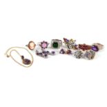 Collection of silver rings and earrings set with semi precious stones, various sizes, 49.4g