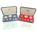 Two proof coin sets minted by The Franklin Mint including Papua New Guinea and First Coinage of