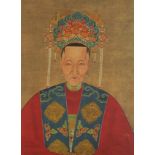 Chinese ancestral portrait, watercolour, mounted, framed and glazed, 29.5cm x 21.5cm excluding the