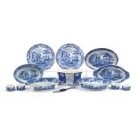 Spode Italian pattern china including serving dishes and cake plate with slice, 32cm in diameter