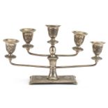 Russian silver and Jewish five branch Hanukkah ,37.5cm wide, 1046g