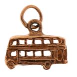 9ct gold double decker bus charm, 1.3cm wide, 1.1g