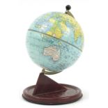 Vintage Chad Valley tin table globe, 28cm high