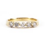 18ct gold diamond five stone ring with certificate, total diamond weight approximately 1.57 carat,