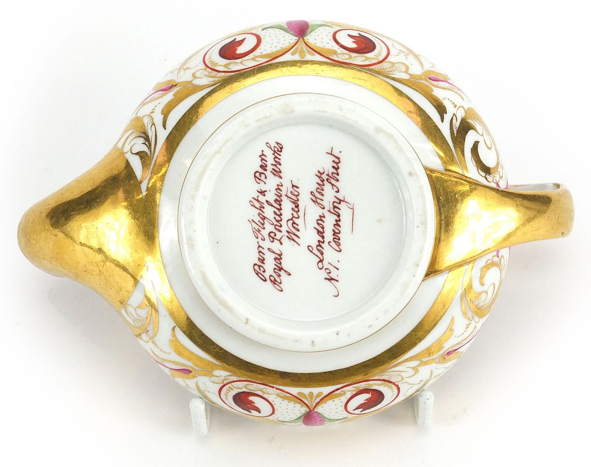 Flight Barr & Barr, Worcester early 19th century classical porcelain oil lamp, hand painted and - Image 8 of 8