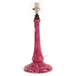 Vintage Murano pink and white striped glass lamp with silver plated fitment, 43cm high