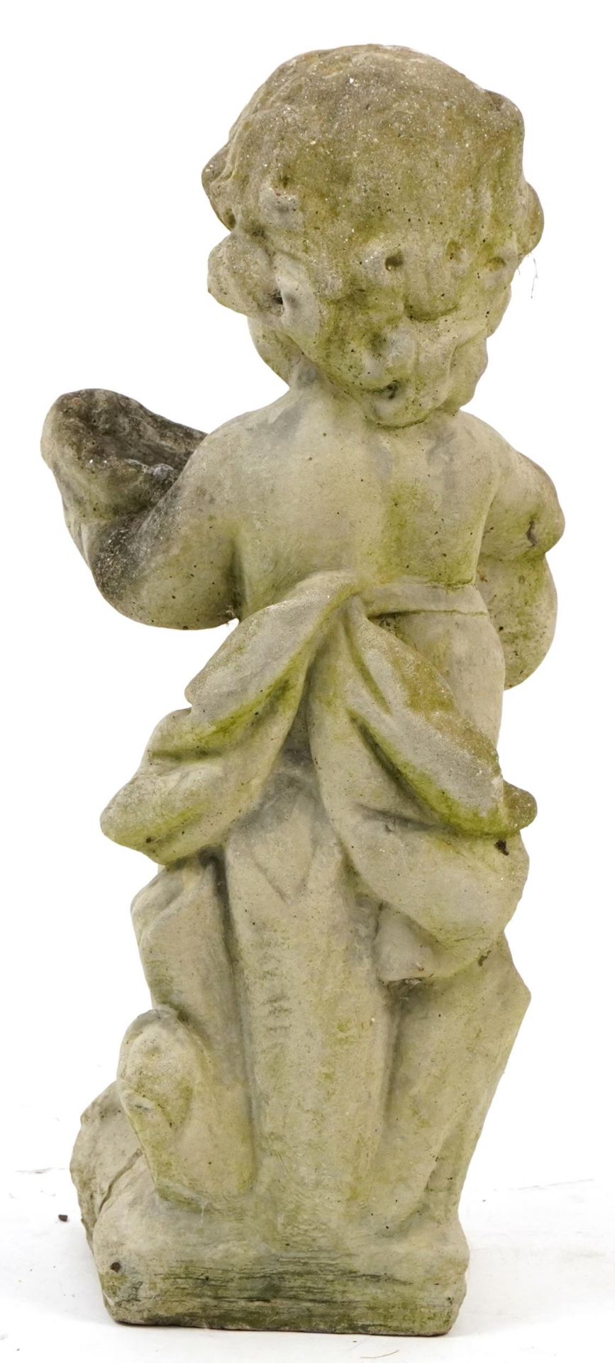 Stoneware garden figure of Putti with a mandolin, 56cm high - Image 3 of 3