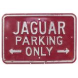 Motoring interest enamel Jaguar Parking Only sign, 45cm x 30cm
