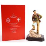 Ashmore for Worcester porcelain commemorative military figure raised on a wooden plinth base,