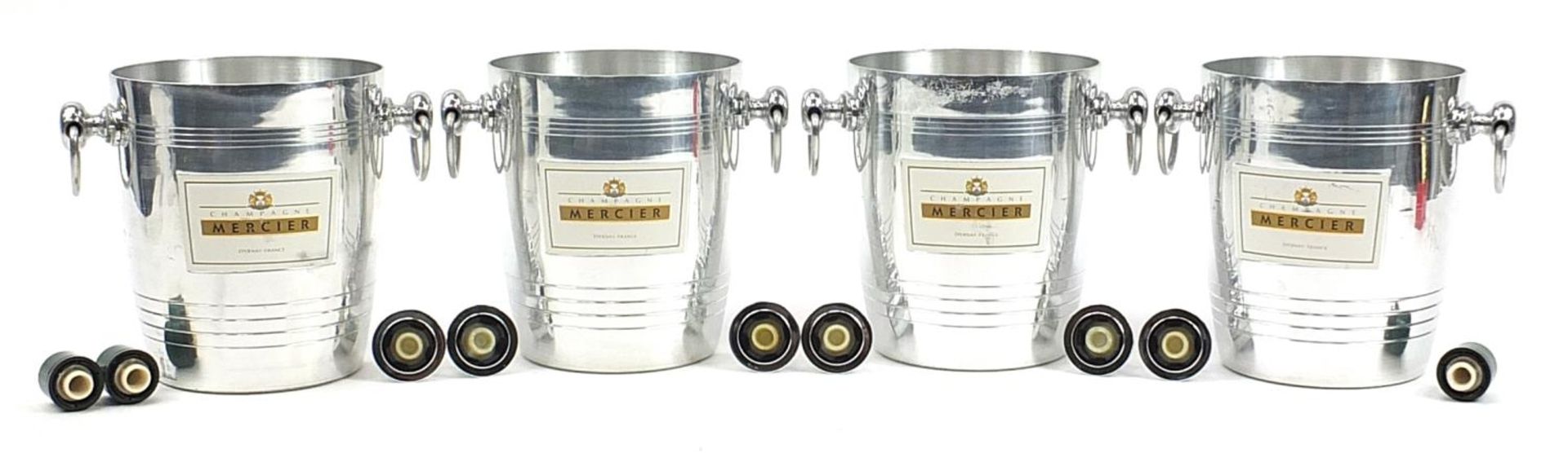 Set of four Mercier style Champagne ice buckets with ring handles, 21.5cm high - Image 2 of 4