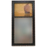 Rowley Gallery, Arts & Crafts rectangular wall mirror with wooden marquetry panel inlaid with a