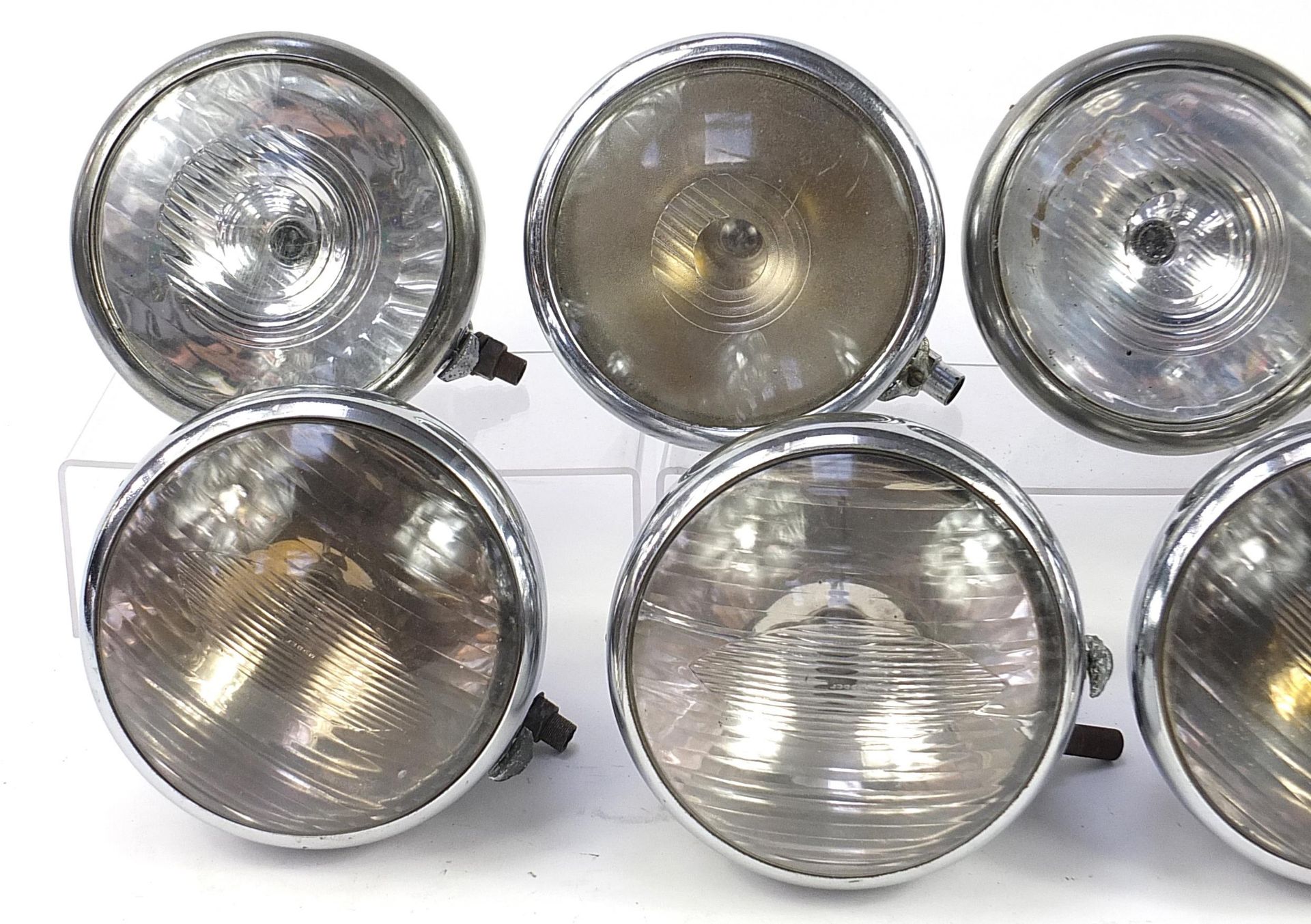 Eight vintage Joseph Lucas King of the Road motor vehicle headlamps, type 148, some with Lucas glass - Image 2 of 4