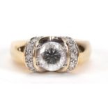 14ct gold cubic zirconia ring, size P, 4.9g