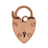 9ct rose gold love heart padlock, 2.0cm high, 2.7g