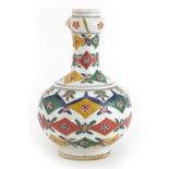 Turkish Kutahya pottery vase hand painted with flowers, 20cm high