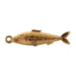 9ct gold fish charm, 2.4cm high, 0.5g