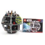 Completed Lego Star Wars Death Star with instructions no 10188, 41cm high