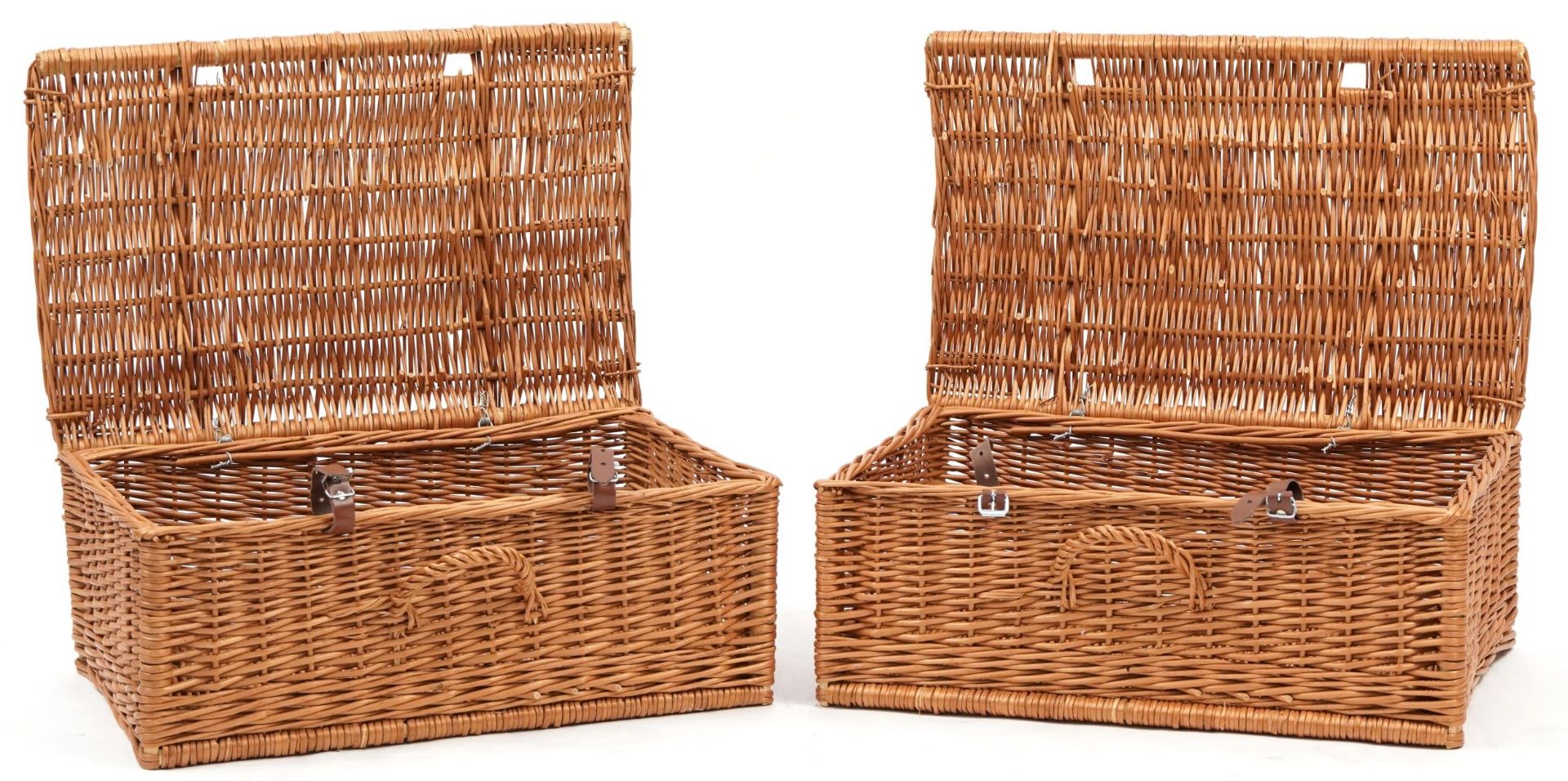 Two wicker picnic hampers, 23cm H x 57cm W x 38cm D - Image 2 of 3