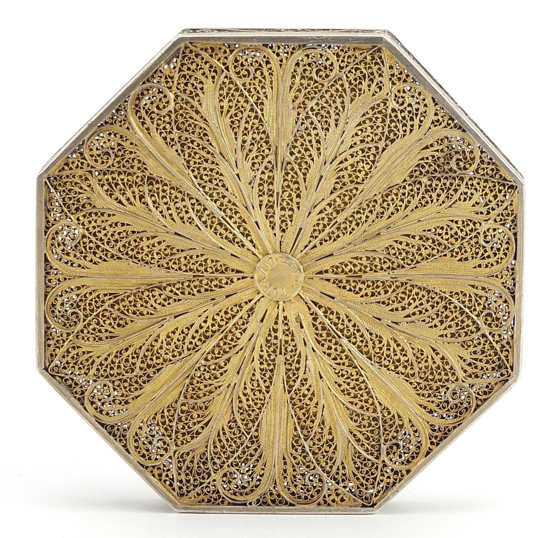 Topazio, Portuguese silver gilt and enamel filigree compact, 8cm in diameter, 64.5g - Image 3 of 4