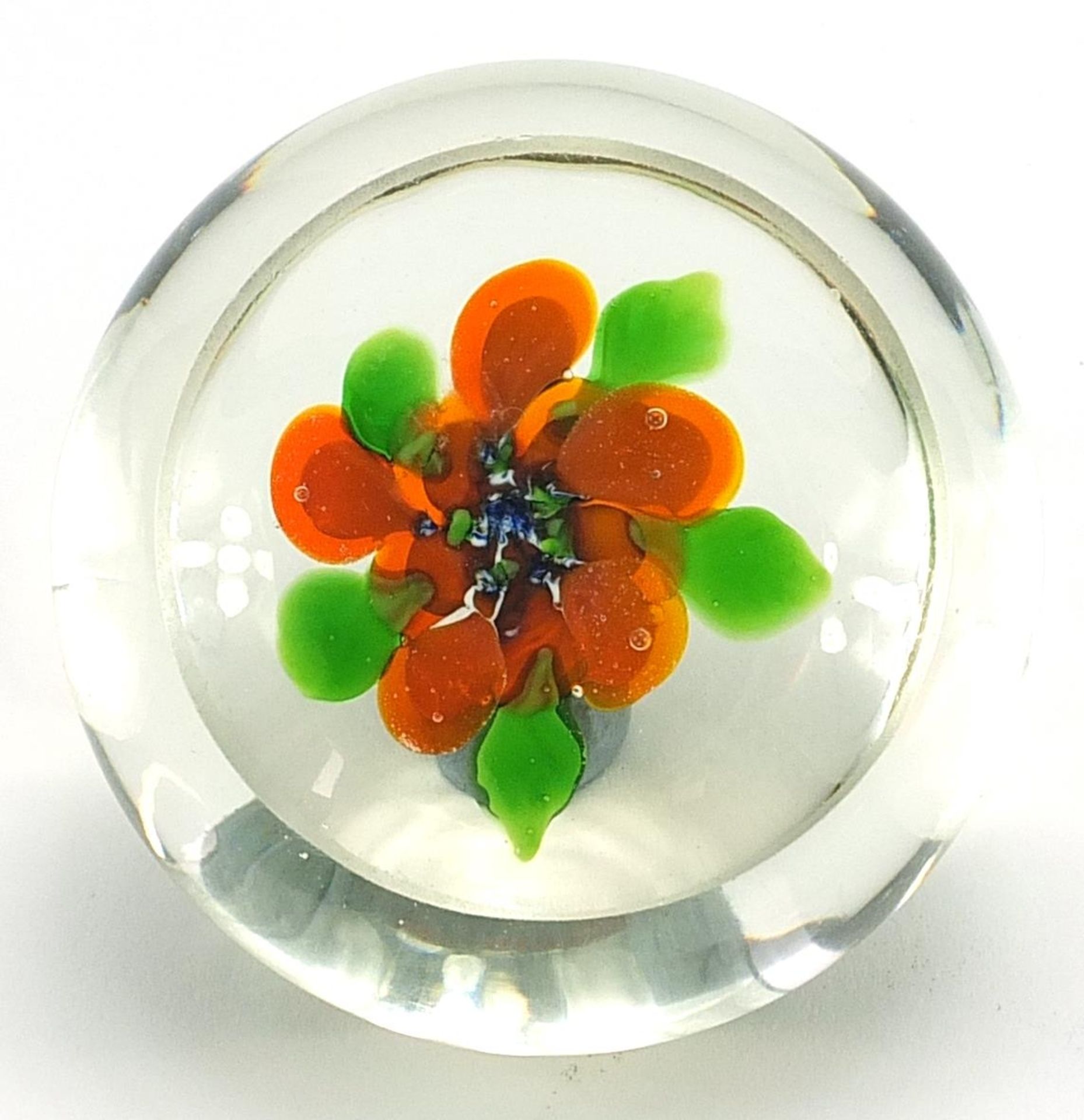 19th century St Louis glass floral paperweight, approximately 7cm in diameter - Image 4 of 4
