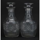 Pair of 18th century Irish cut glass decanters with stoppers, each 23.5cm high