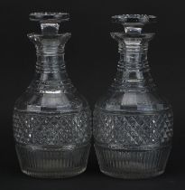 Pair of 18th century Irish cut glass decanters with stoppers, each 23.5cm high