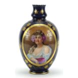 Vienna, Italian porcelain vase decorated with a young female with flowers in her hair and hand