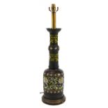Chinese bronze and Champleve enamel table lamp, 72cm high