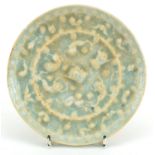 Chinese porcelain celadon style mirror, 15cm in diameter