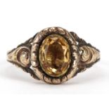 Antique unmarked gold topaz or citrine ring, size N, 1.8g