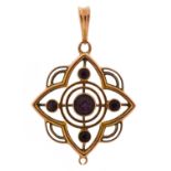 9ct rose gold amethyst pendant, 3.5cm high, 2.0g