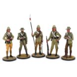Five military interest hand painted lead British Cavalry soldiers, the largest 13.5cm high