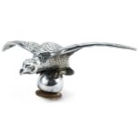 Vintage chrome plated Desmo eagle car mascot, 17.5cm wide