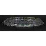 Lalique, French frosted and clear glass Margeurites pattern shallow bowl etched Lalique France, 32.