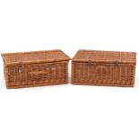 Two wicker picnic hampers, 23cm H x 57cm W x 38cm D