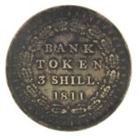George III 1811 three shilling bank token