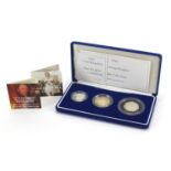 2004 silver proof Piedfort three coin collection by The Royal Mint with certificate and case